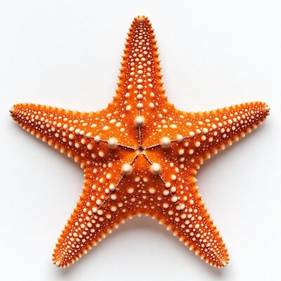 Orange starfish on white background