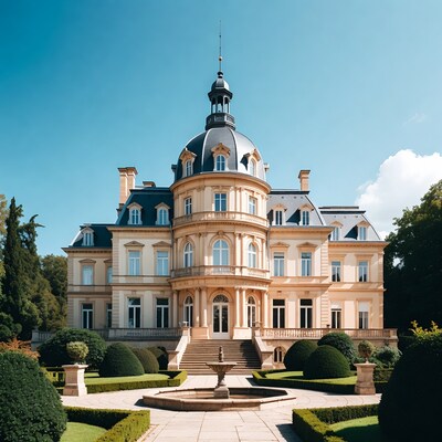 Grand Mansion with Dome and Formal Gardens