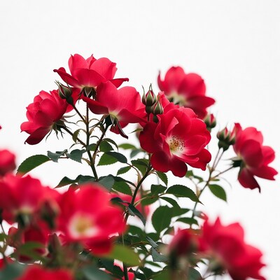 Red Roses on White Background