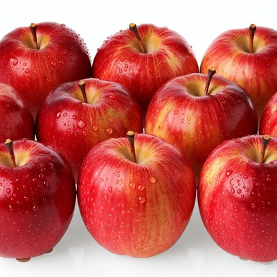Fresh Red Apples with Water Droplets