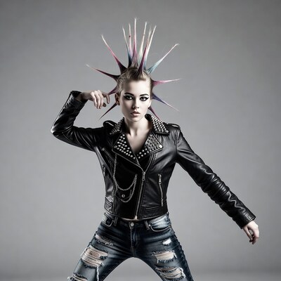 Punk woman with colorful mohawk