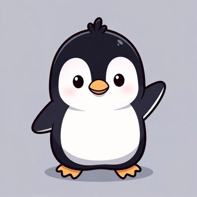 Cute cartoon penguin waving