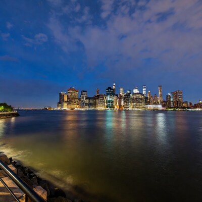 Manhattan Skyline at Night over Hudson River