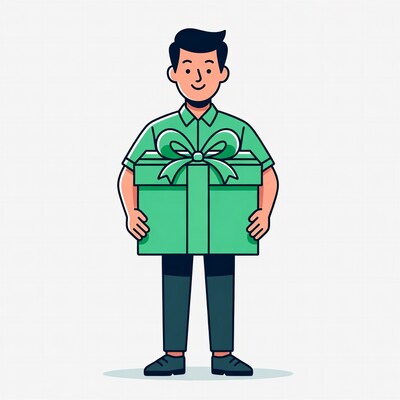 Man holding green gift box