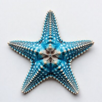 Blue Starfish on White Background