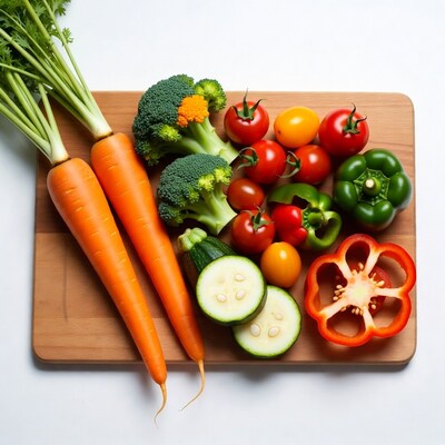 Fresh vegetables on wooden board
