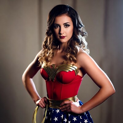 Woman in Wonder Woman costume