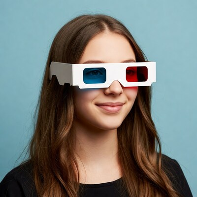 Girl wearing 3D glasses