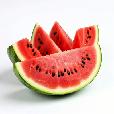 Fresh watermelon slices on white background