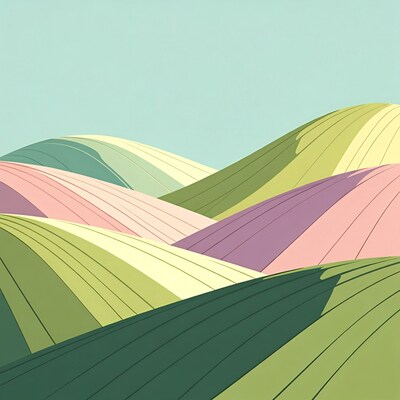 Colorful Rolling Hills Illustration