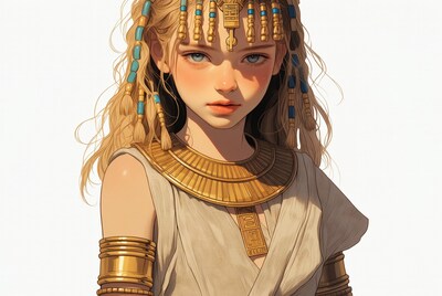 Blonde Egyptian girl in gold jewelry