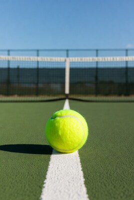 Tennis Ball on Court Line