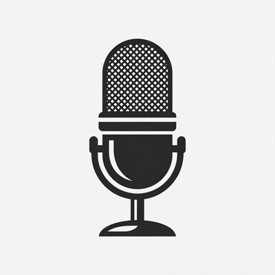 Black Microphone Icon on Gray Background