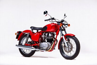 Red Kawasaki Motorcycle on White Background