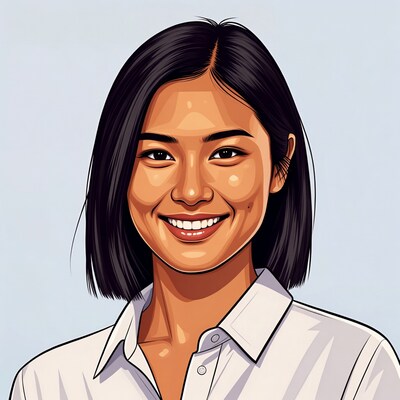 Smiling Asian woman illustration