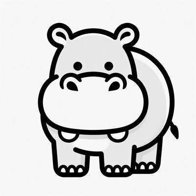 Cute cartoon hippo illustration