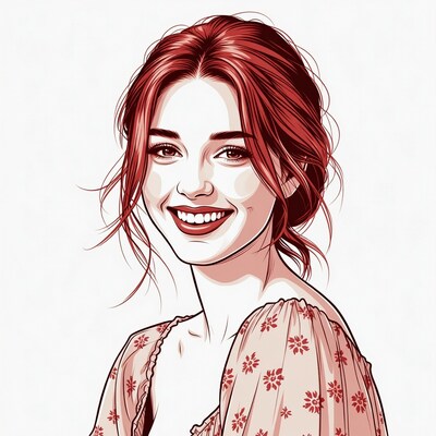 Smiling woman with red hair