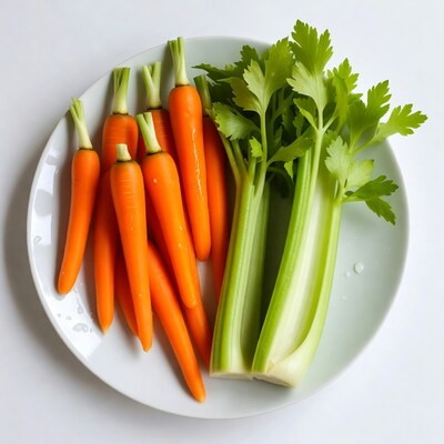 Carrots and Celery on White Plate