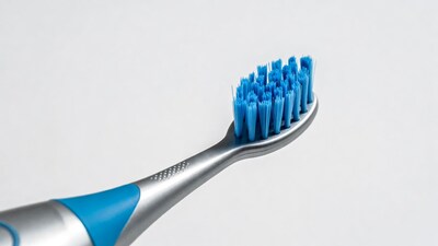 Blue Electric Toothbrush on White Background