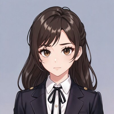 Anime girl in navy school uniform