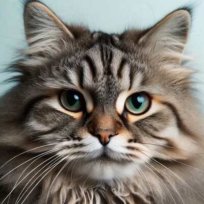 Close-up tabby cat green eyes