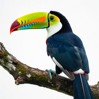 Colorful Toucan Perched on Mossy Branch