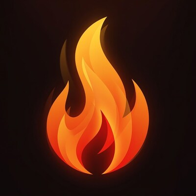 Fiery Flame on Black Background