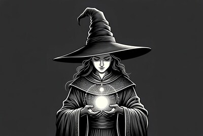 Witch holding glowing orb