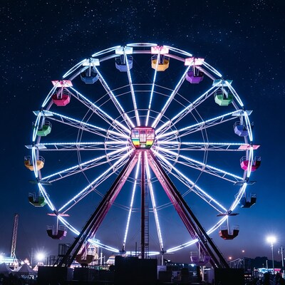 Colorful Ferris Wheel at Night