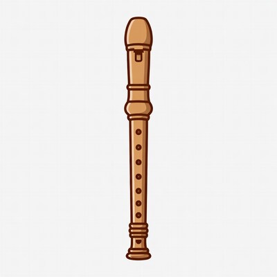 Cartoon Recorder Flute Isolated