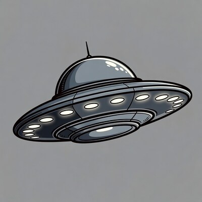 Cartoon UFO flying isolated