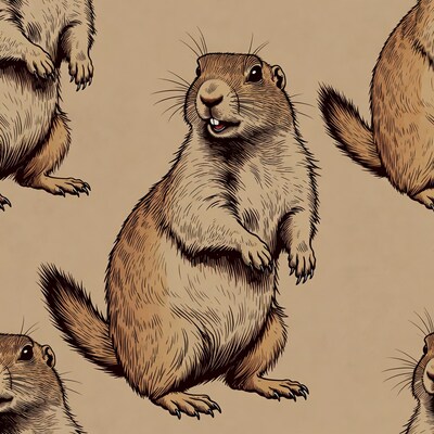 Cute ground squirrels illustration pattern