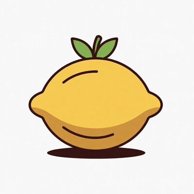 Cartoon Lemon with Leaves