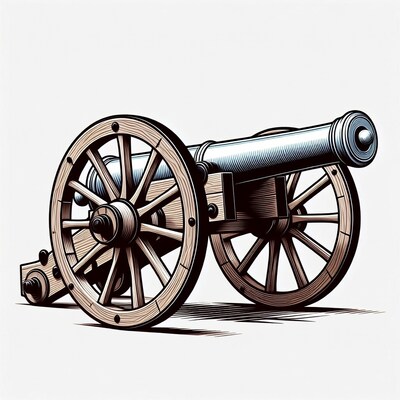 Vintage Cannon on Wheels Illustration