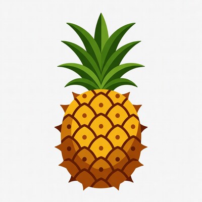 Cartoon Pineapple on White Background