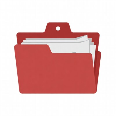 Open red folder with papers