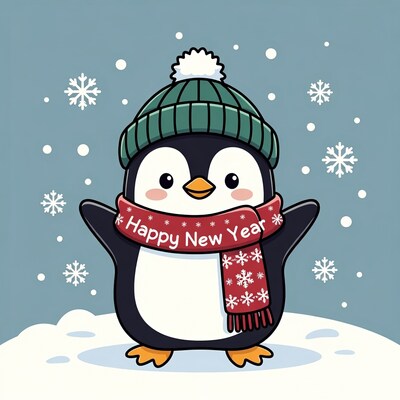 Cute Penguin Happy New Year