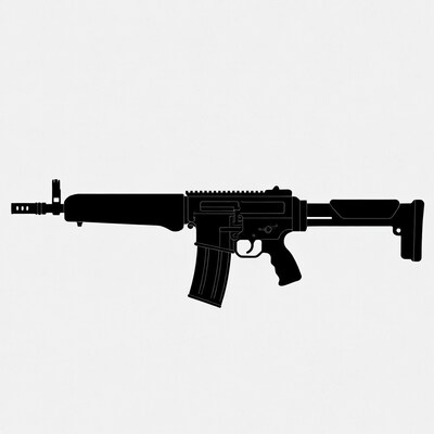 Black Silhouette AR-15 Rifle