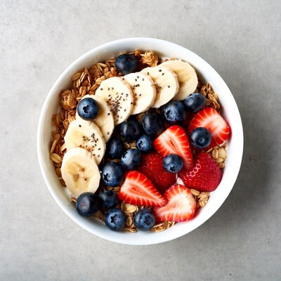 Oatmeal Bowl with Blueberries Bananas Strawberries