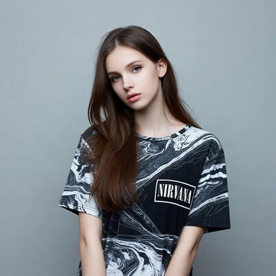 Girl in Nirvana T-shirt