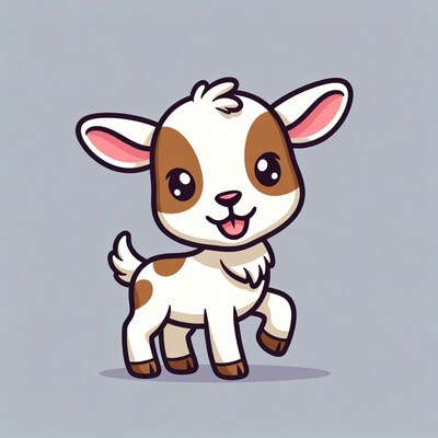 Cute cartoon baby goat walking