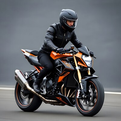 Man riding orange sport motorcycle