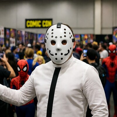 Jason Voorhees cosplayer at Comic Con