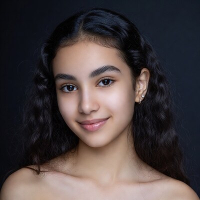 Smiling Latina girl with curly hair