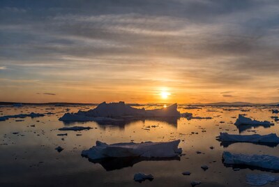 Icebergs in Arctic Sunset