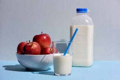 Red Apples with Milk Glass and Jug