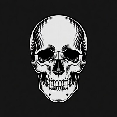 Black Ink Human Skull Illustration