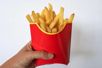 Hand holding McDonald's french fries