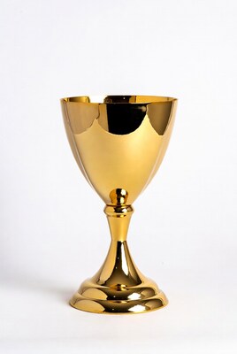 Shiny Gold Chalice on White Background