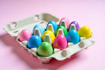Colorful Easter Eggs in Carton